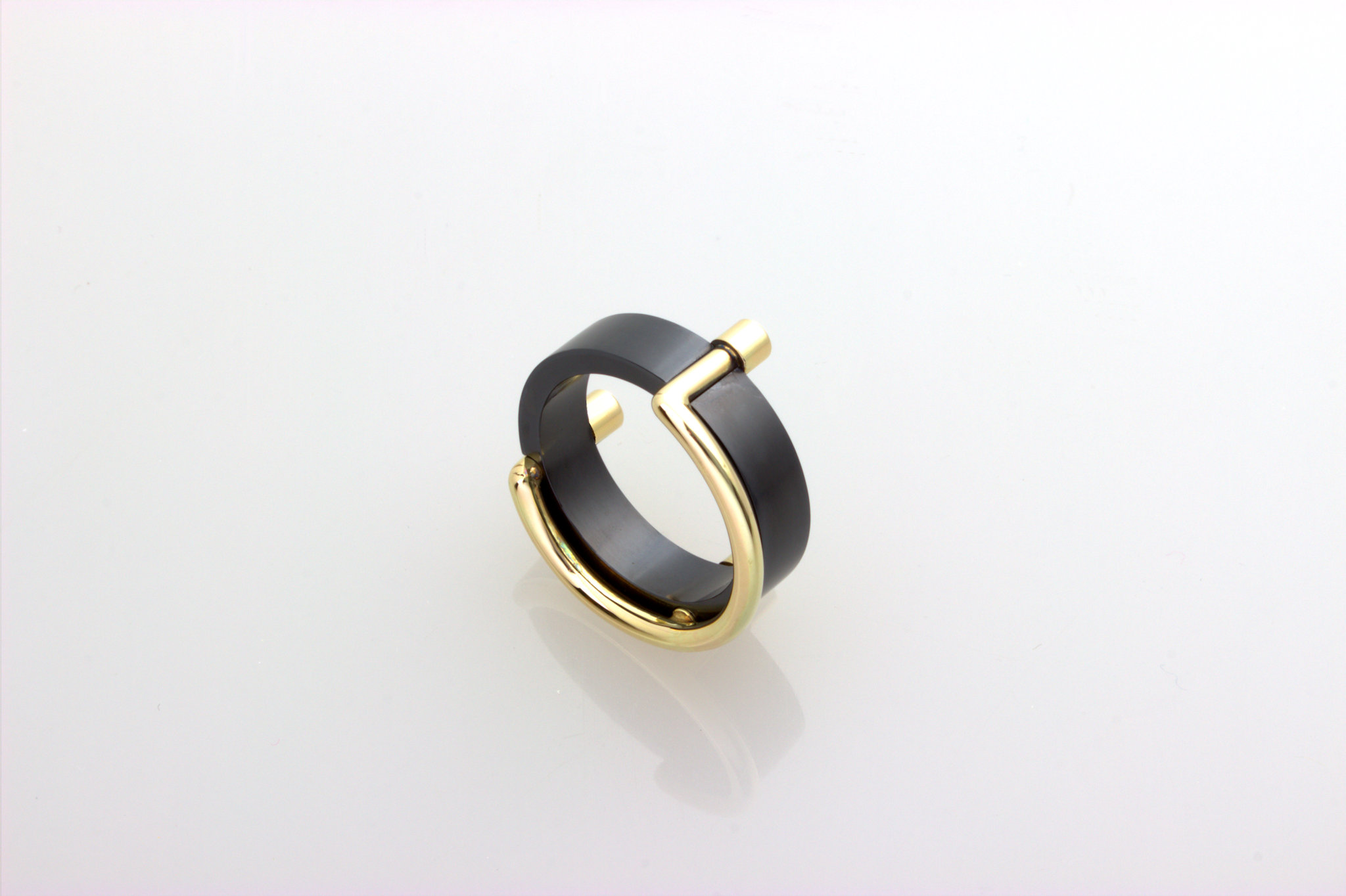 FB Zirkonium ring met gouden bies 0277